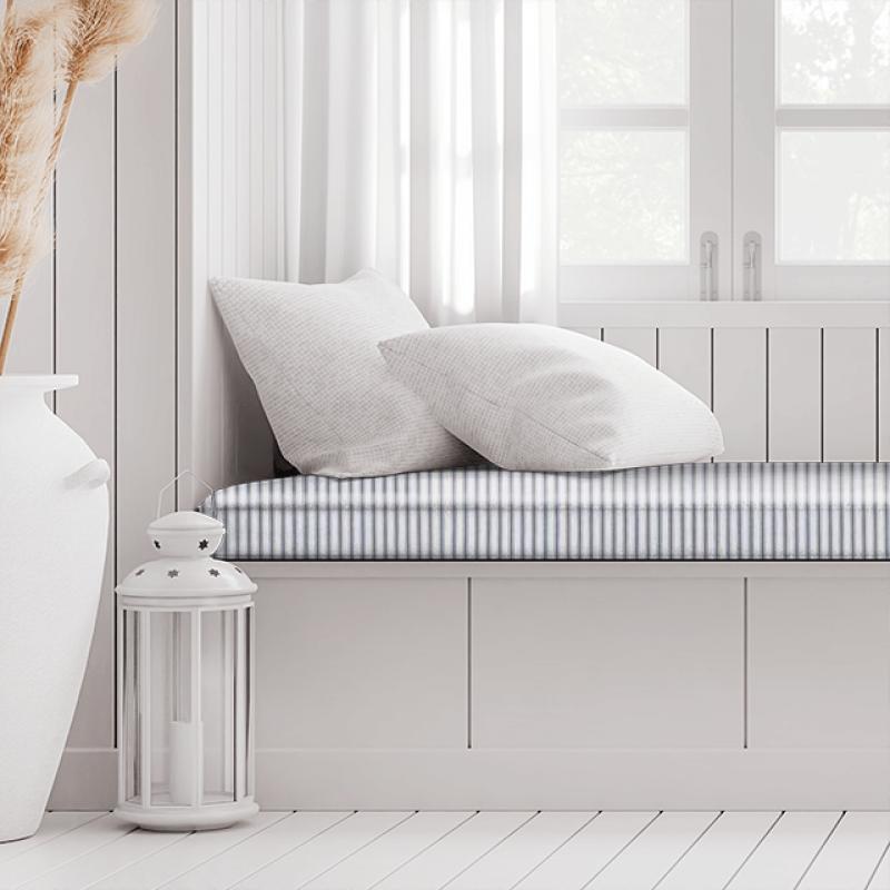 Clarke and Clarke Ticking Stripes Sutton Navy Box Cushion