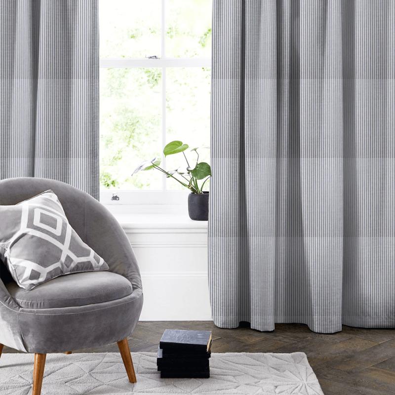 Clarke and Clarke Ticking Stripes Sutton Navy Made To Measure Curtain