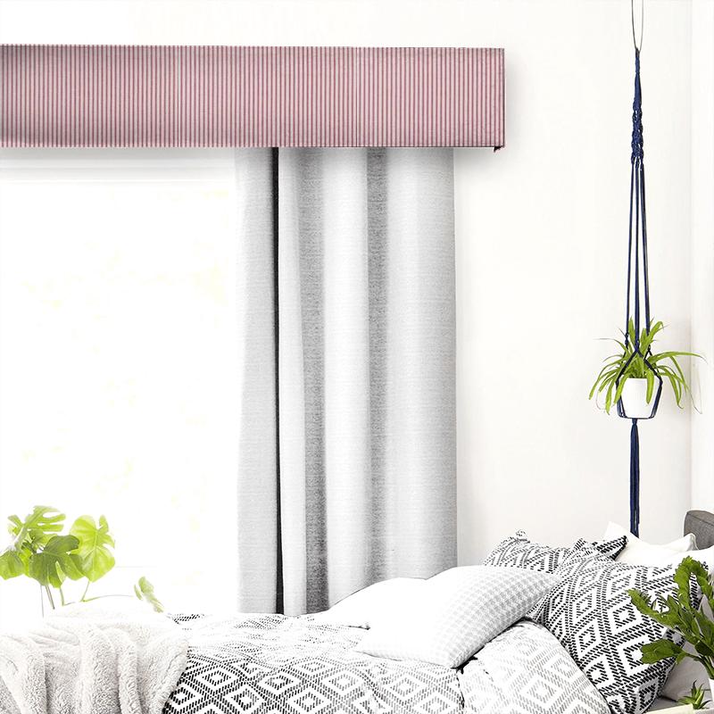 Clarke and Clarke Ticking Stripes Sutton Red Pelmet