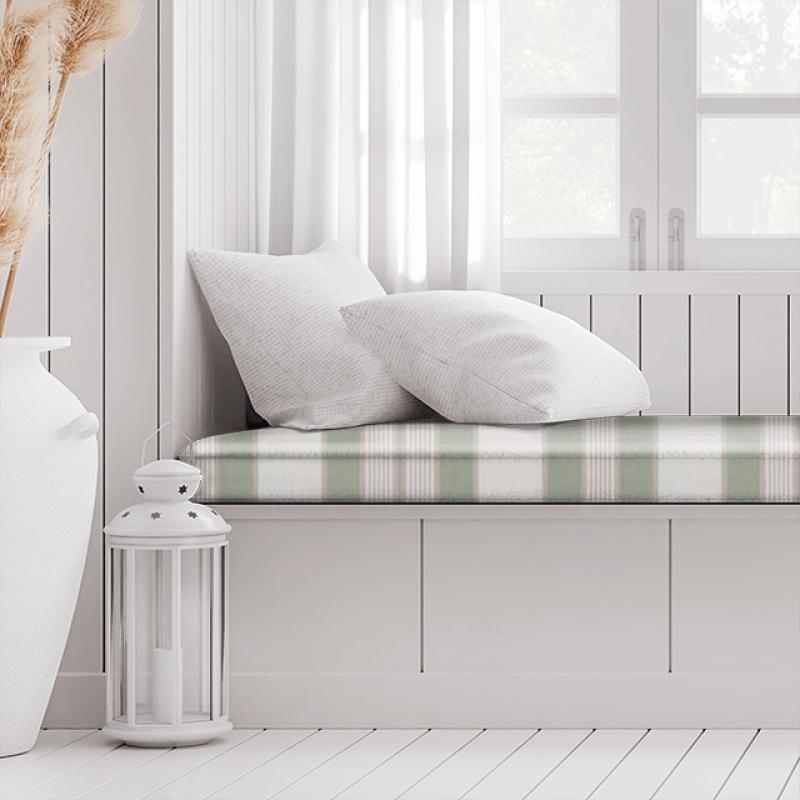 Clarke and Clarke Ticking Stripes Regatta Sage Box Cushion