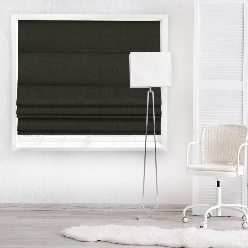 Linoso Charcoal Made To Measure Roman Blind Clarke and Clarke Linoso Linoso Charcoal Made To Measure Roman Blind