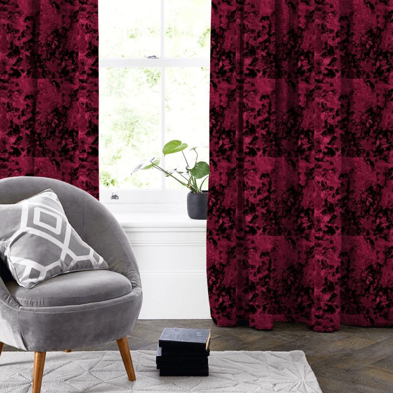 Clarke and Clarke Crush Crush Crimson Made To Measure Curtain