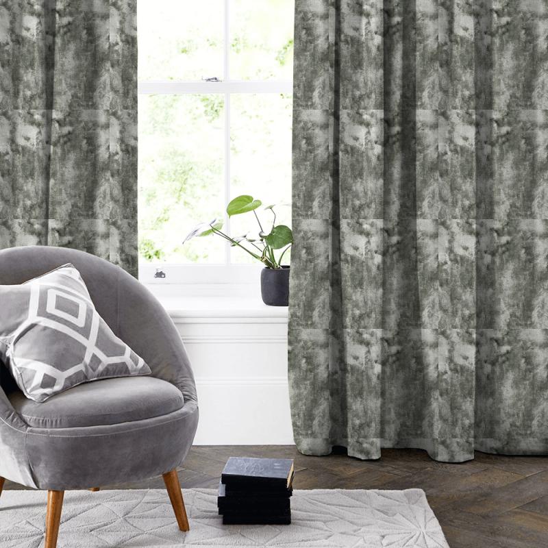 Clarke and Clarke Crush Crush Silver Made To Measure Curtain