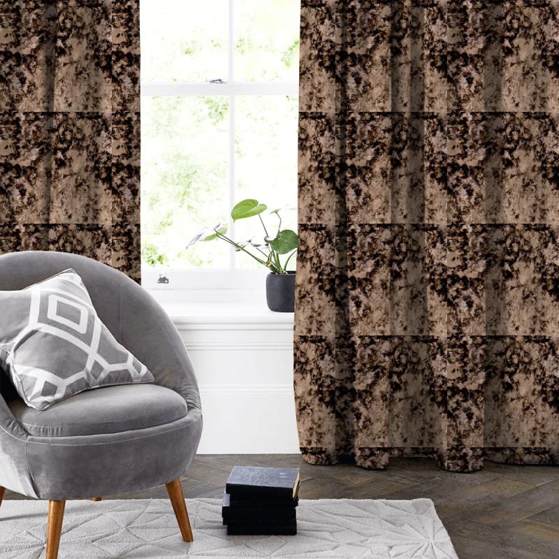 Clarke and Clarke Crush Crush Walnut Made To Measure Curtain