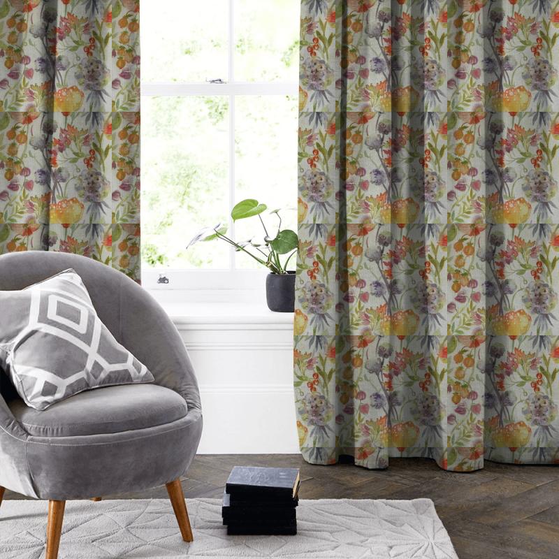 Autumn Floral Linen Made To Measure Curtain Voyage Decoration Country Book Autumn Floral Linen Made To Measure Curtain