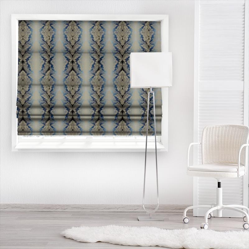 Clarke and Clarke Palladio Ornato Aqua Made To Measure Roman Blind