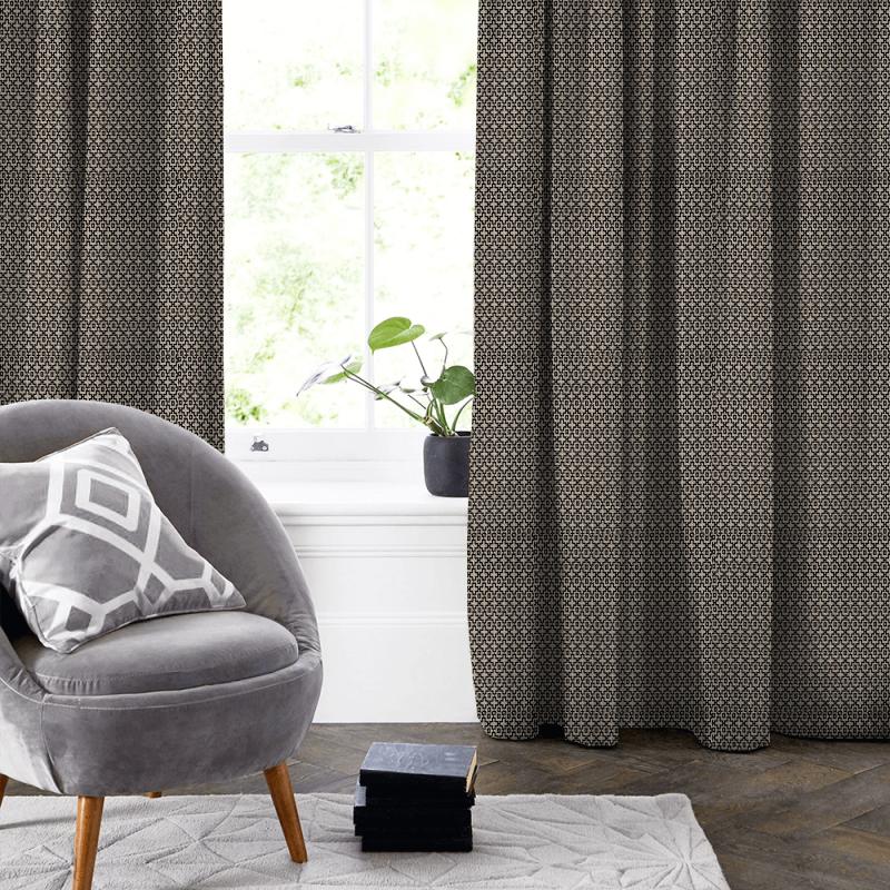 Clarke and Clarke Latour Mansour Charcoal Made To Measure Curtain