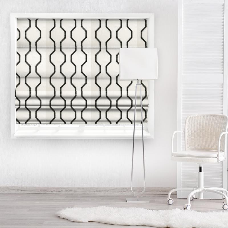 Clarke and Clarke Black & White Bw1012 Black / White Made To Measure Roman Blind