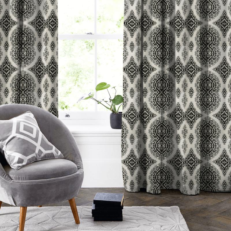 Clarke and Clarke Black & White Bw1024 Black / White Made To Measure Curtain