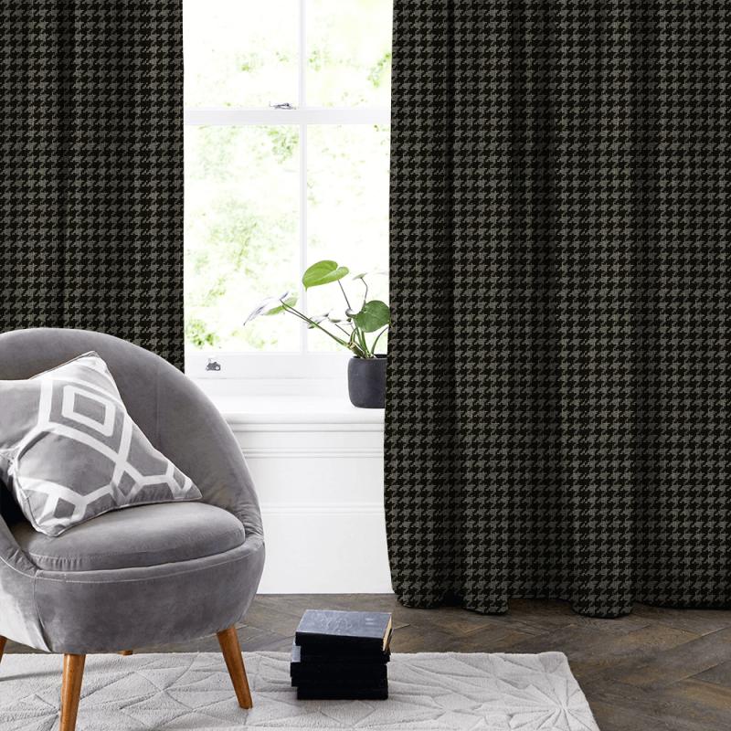 Clarke and Clarke Black & White Bw1027 Black / White Made To Measure Curtain