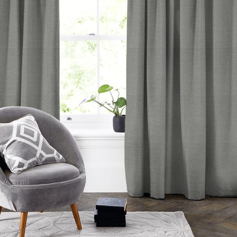 Clarke and Clarke Black & White Bw1032 Black / White Made To Measure Curtain