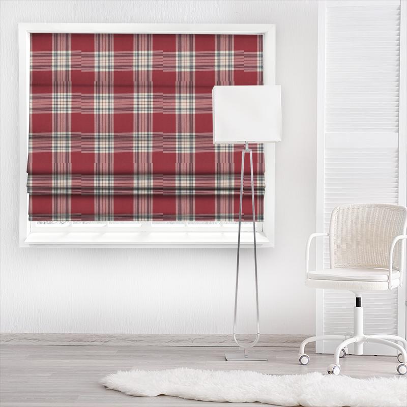 Clarke and Clarke Glenmore Glenmore Red Made To Measure Roman Blind