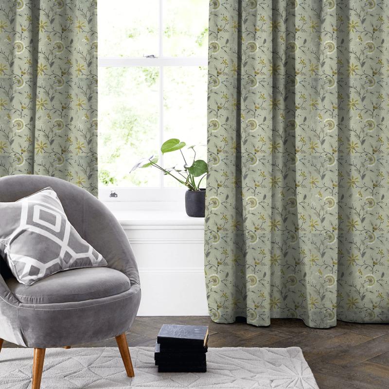 Clarke and Clarke Halcyon Delamere Chartreuse Made To Measure Curtain