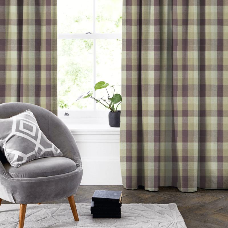 Clarke and Clarke Castle Garden Austin Check Heather Made To Measure Curtain
