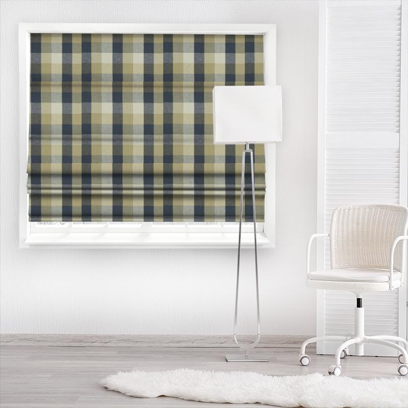 Clarke and Clarke Castle Garden Austin Check Midnight Made To Measure Roman Blind
