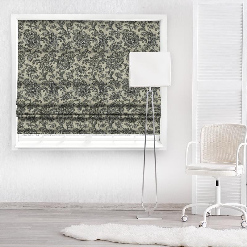 Clarke and Clarke Castle Garden Cranbrook Charcoal Made To Measure Roman Blind