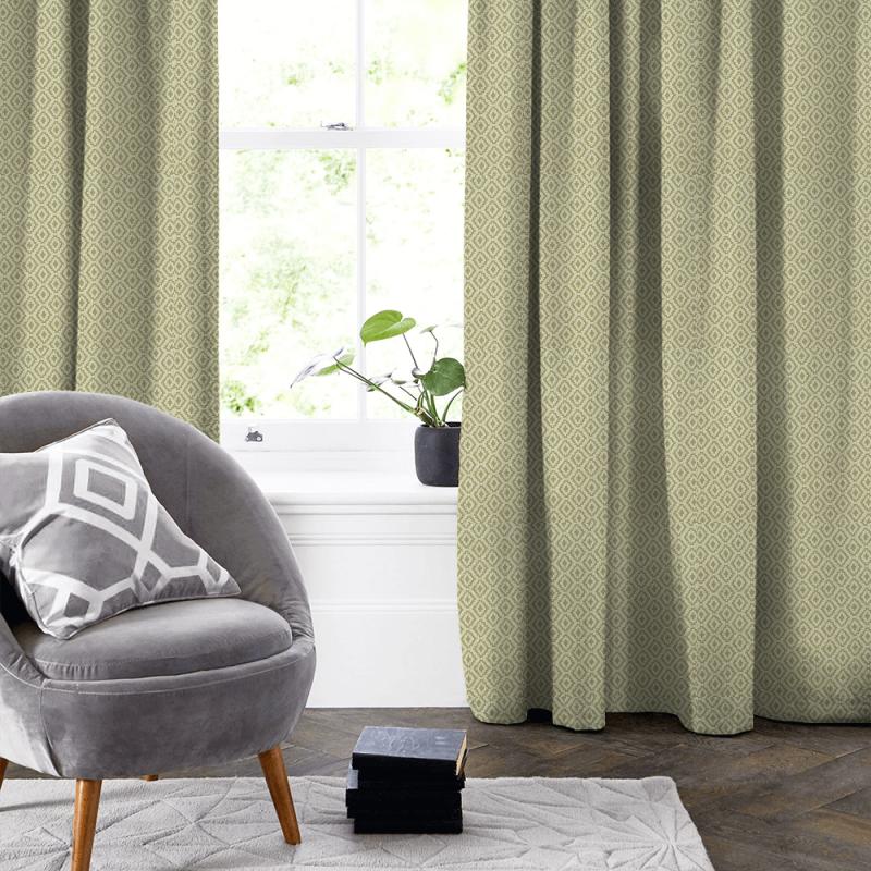 Clarke and Clarke Castle Garden Keaton Olive Made To Measure Curtain