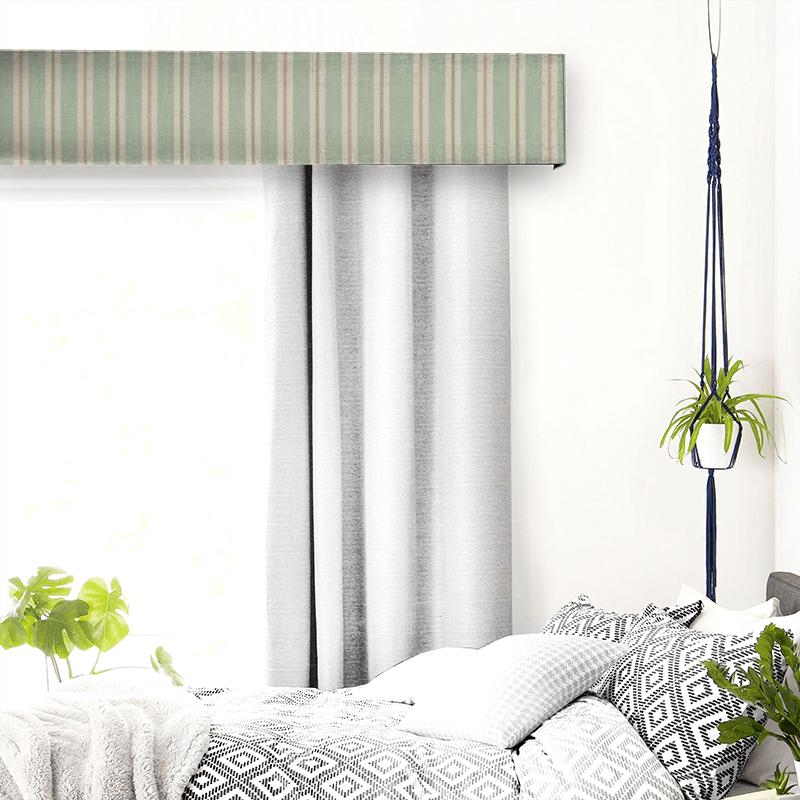 Clarke and Clarke Castle Garden Sackville Stripe Mineral / Blush Pelmet