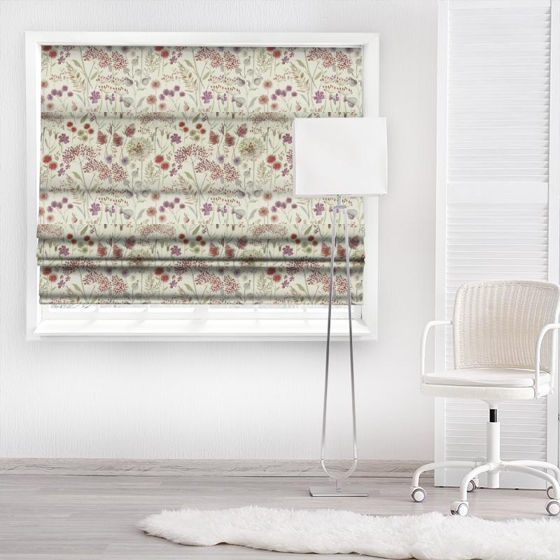 Flora Cream Plum Made To Measure Roman Blind Voyage Decoration Diffusion Weaves Flora Cream Plum Made To Measure Roman Blind