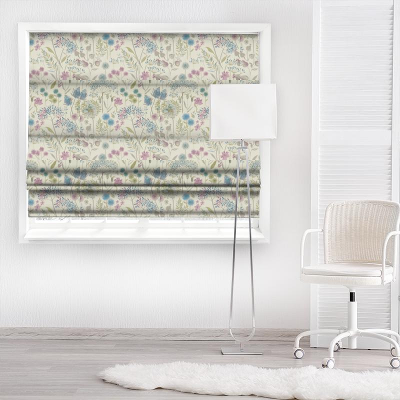 Voyage Decoration Diffusion Weaves Flora Cream Spring Made To Measure Roman Blind