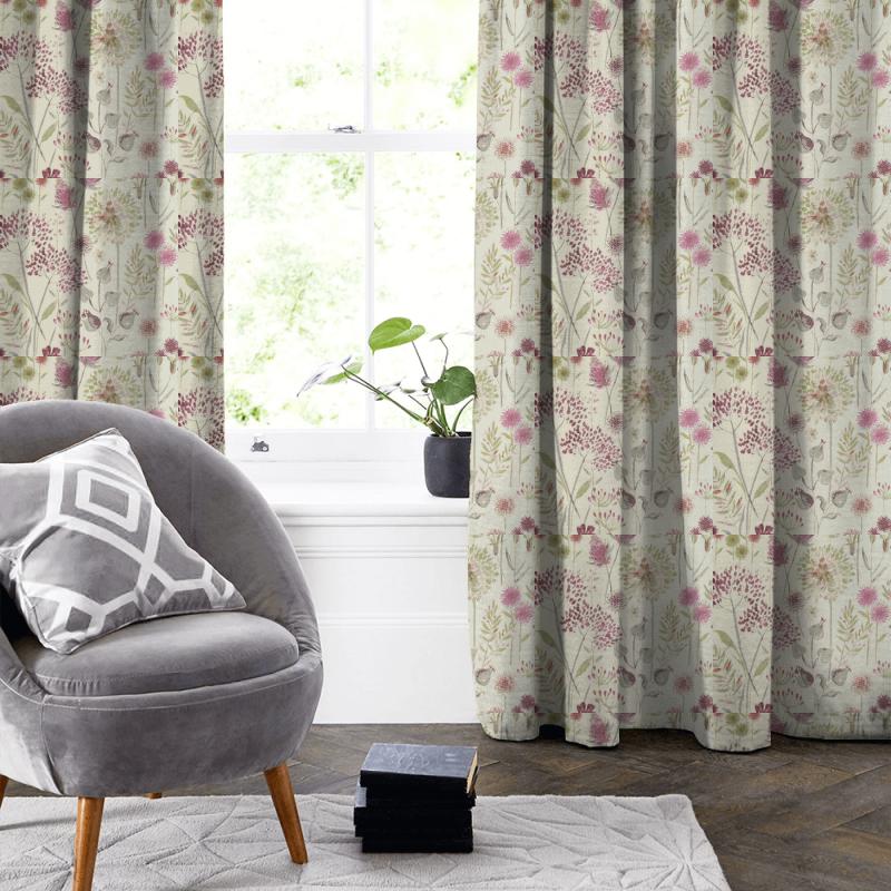 Voyage Decoration Diffusion Weaves Flora Cream Summer Made To Measure Curtain