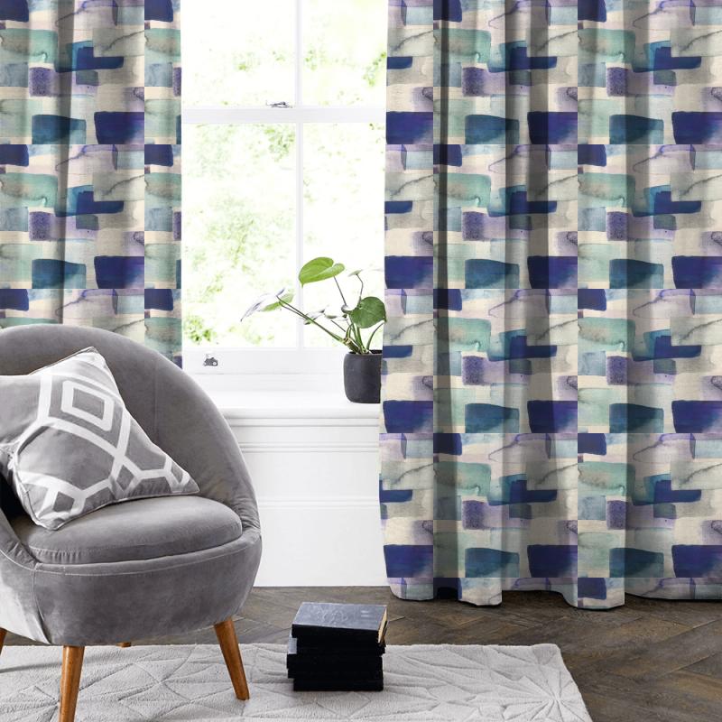 Voyage Decoration Equator Prints Kampala Indigo Made To Measure Curtain