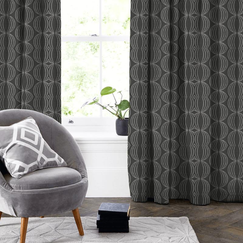 Clarke and Clarke Lusso Carraway Charcoal Made To Measure Curtain