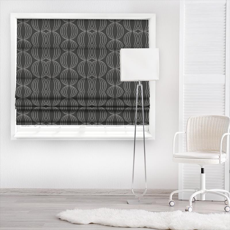 Clarke and Clarke Lusso Carraway Charcoal Made To Measure Roman Blind