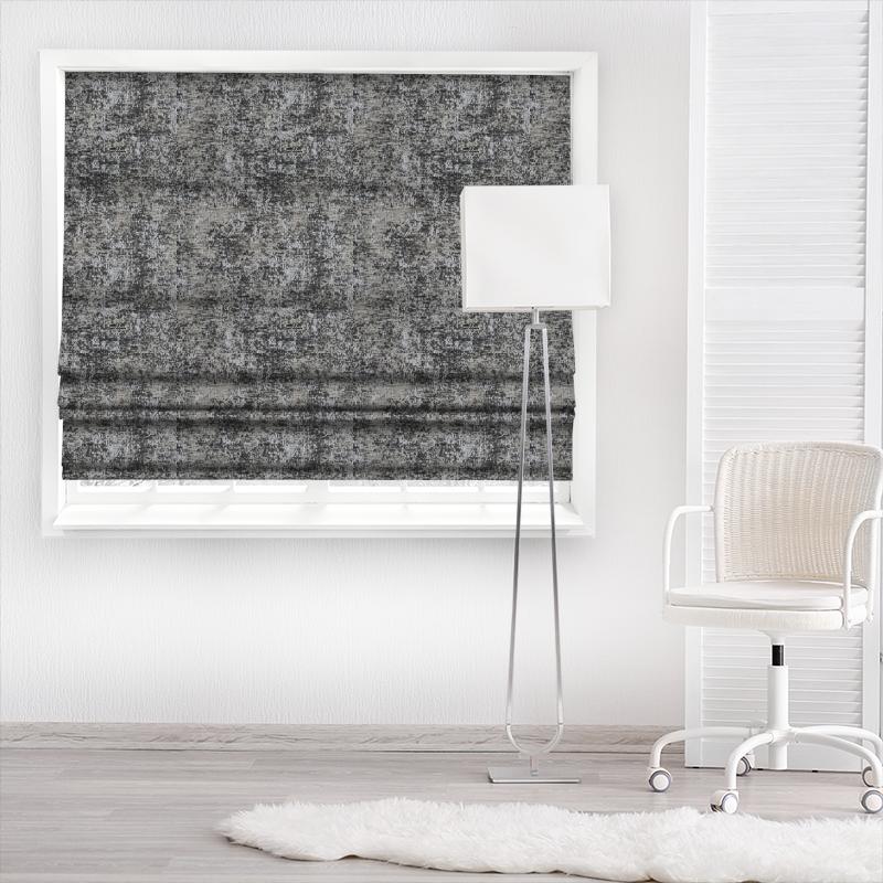 Clarke and Clarke Lusso Shimmer Charcoal Made To Measure Roman Blind