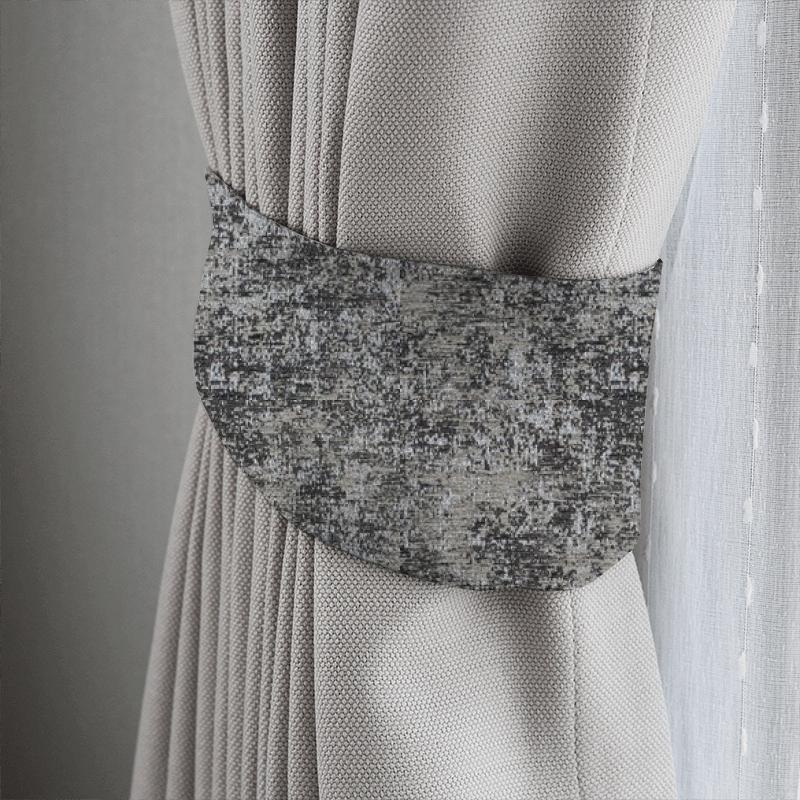 Clarke and Clarke Lusso Shimmer Charcoal Tieback