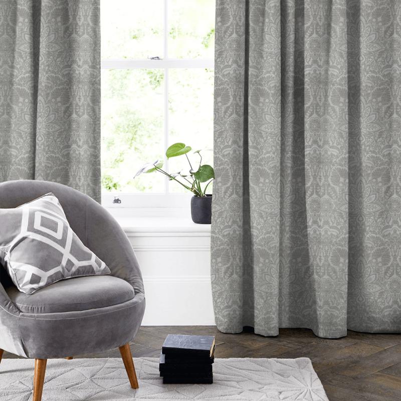 Clarke and Clarke Lusso Waldorf Silver Made To Measure Curtain