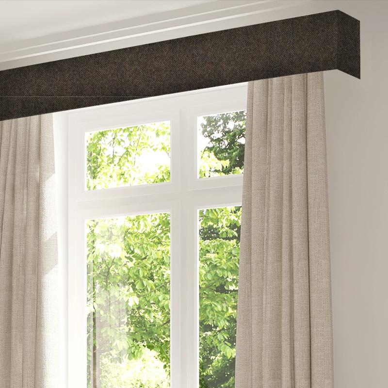 Abraham Moon Herringbone Glamis Graphite Pelmet