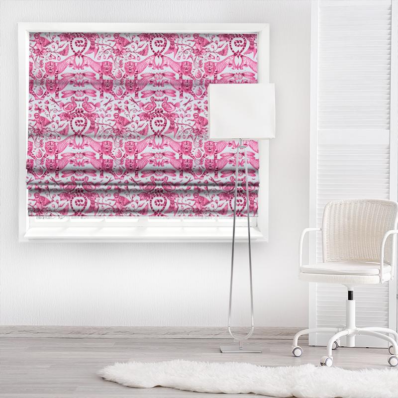Clarke and Clarke Animalia Extinct Magenta Made To Measure Roman Blind