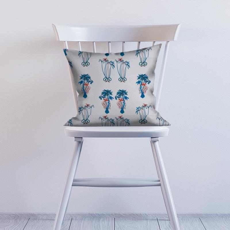 Clarke and Clarke Animalia Jungle Palms Blue Cushion