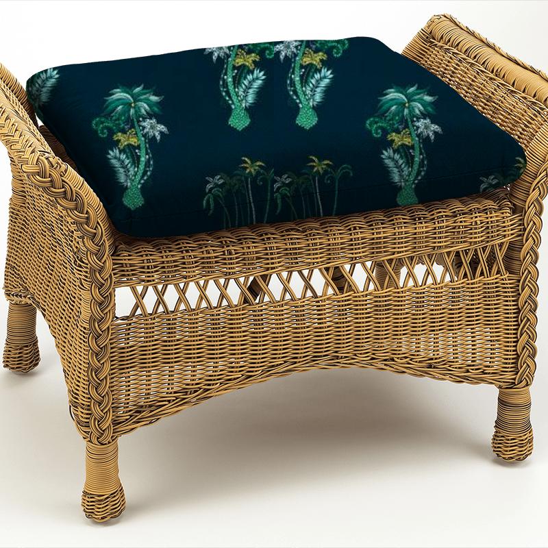 Clarke and Clarke Animalia Jungle Palms Navy Box Cushion