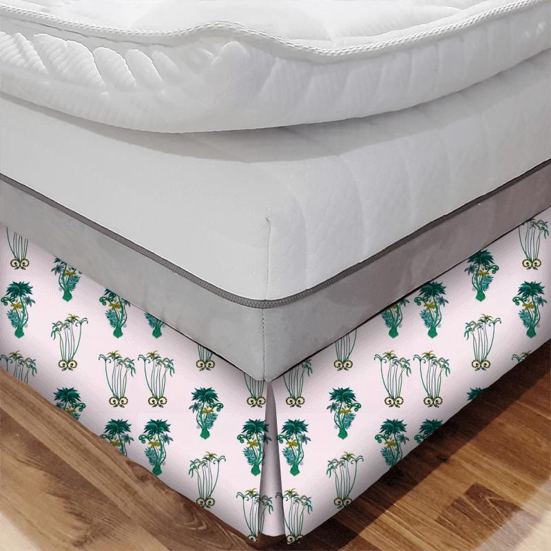 Clarke and Clarke Animalia Jungle Palms Pink Bed Base Valance