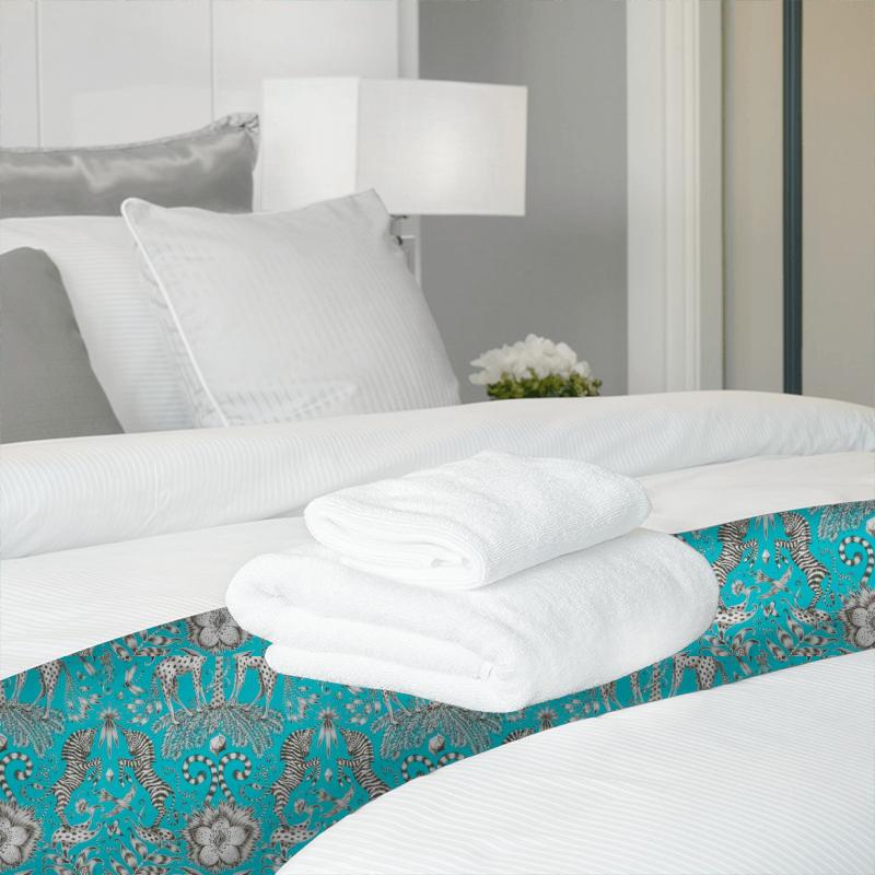 Kruger Teal Velvet Bed Runner Clarke and Clarke Animalia Kruger Teal Velvet Bed Runner