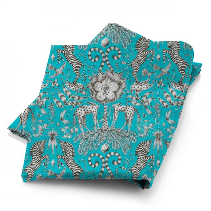 Clarke and Clarke Animalia Kruger Teal Velvet Fabric