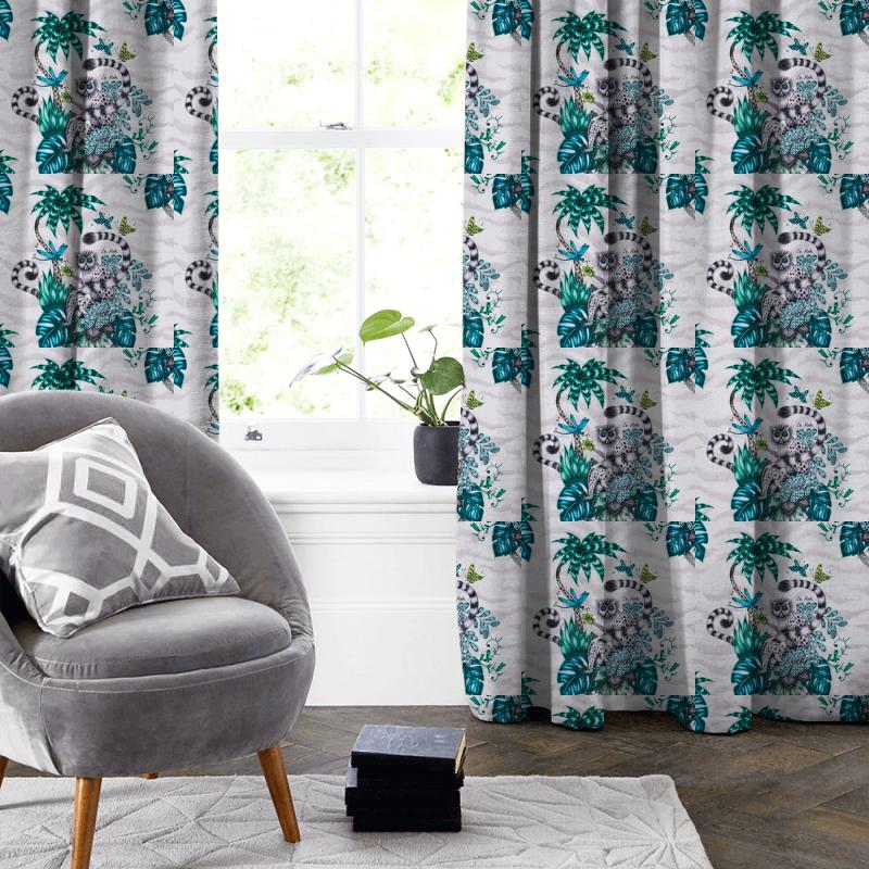 Clarke and Clarke Animalia Lemur Jungle Made To Measure Curtain