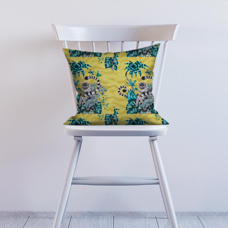 Clarke and Clarke Animalia Lemur Lime Cushion