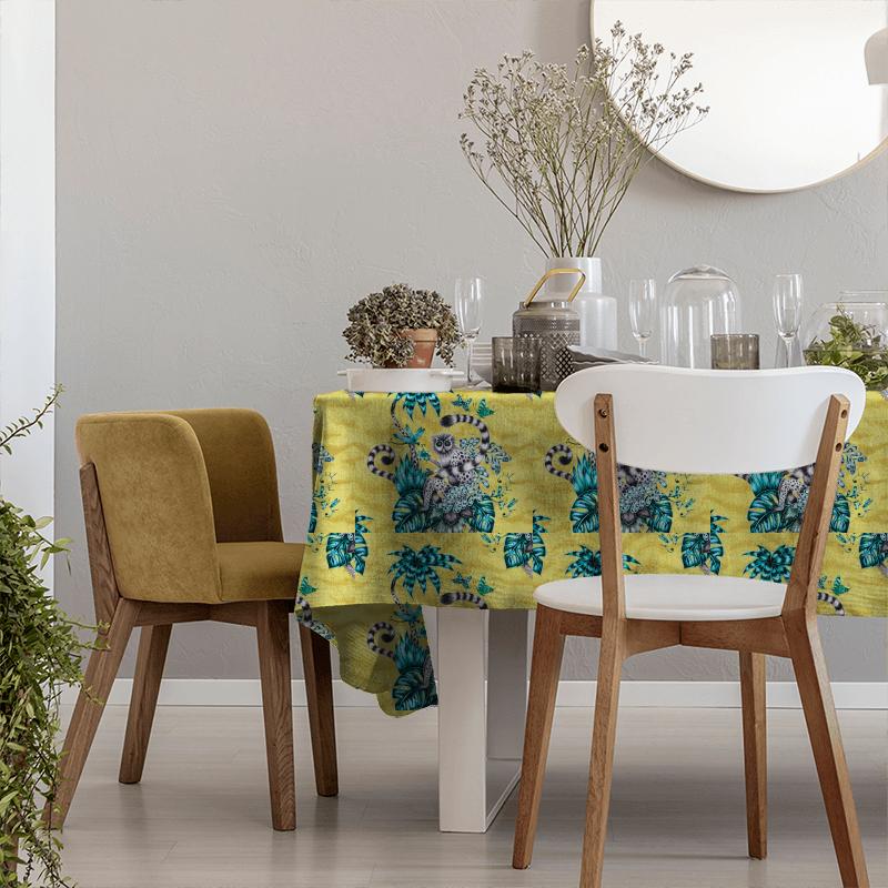 Clarke and Clarke Animalia Lemur Lime Tablecloth