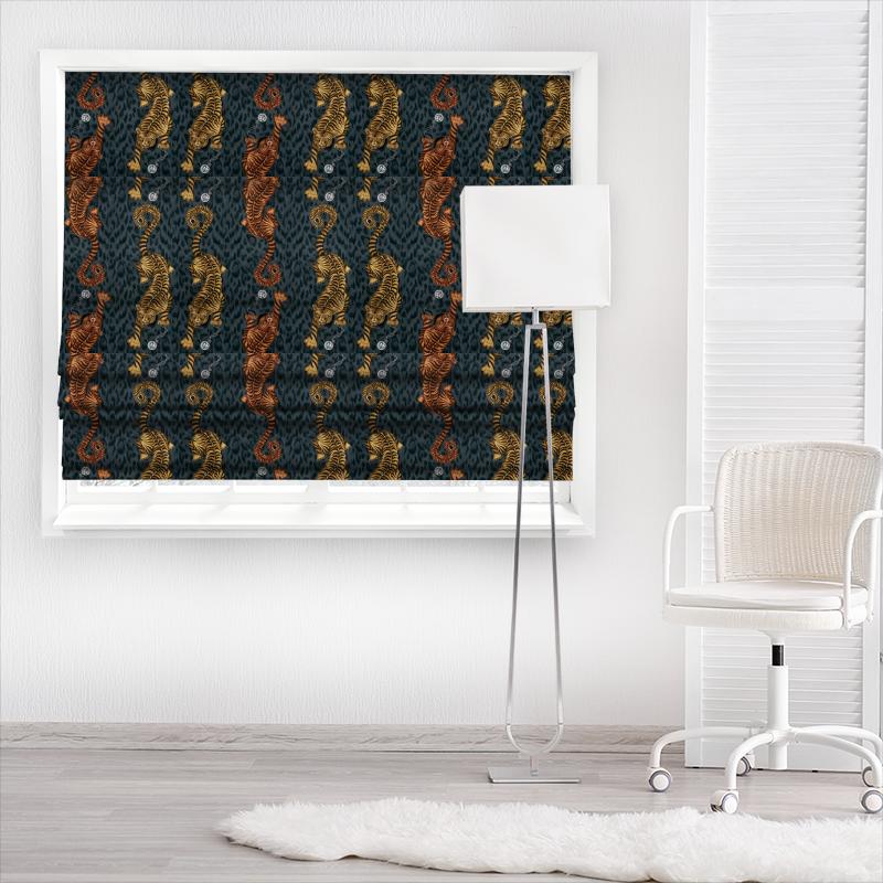 Clarke and Clarke Animalia Tigris Flame Made To Measure Roman Blind
