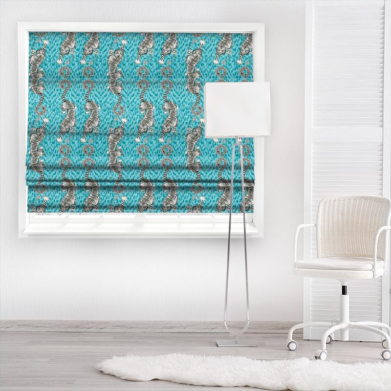 Clarke and Clarke Animalia Tigris Teal Made To Measure Roman Blind