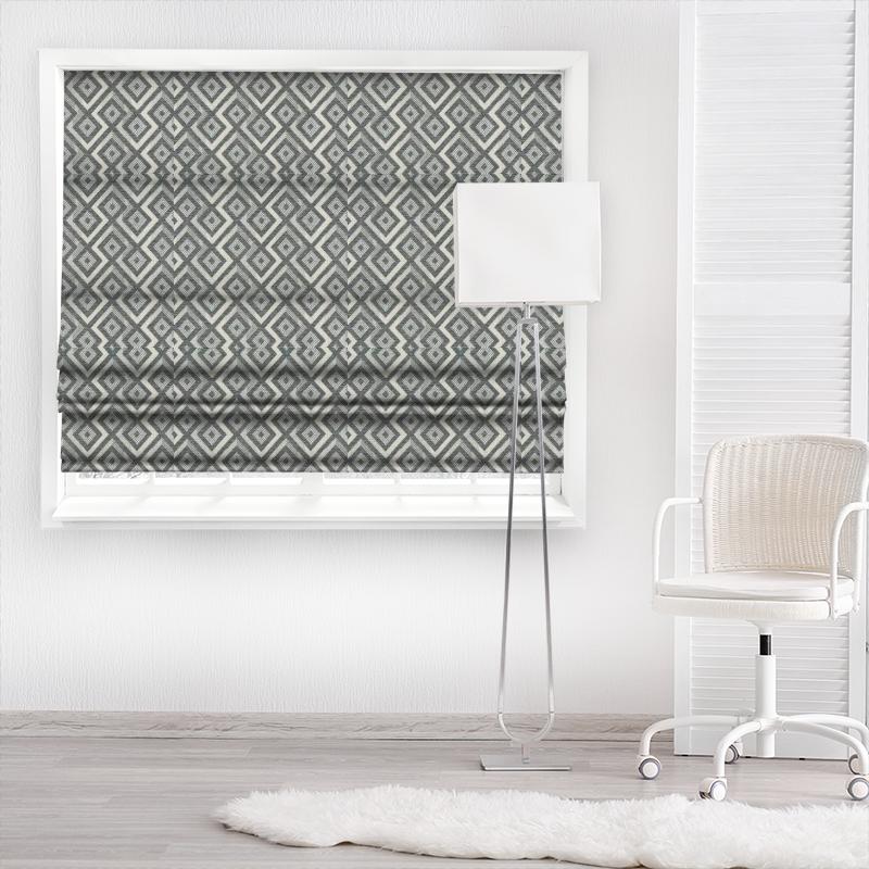 Clarke and Clarke Equinox Veda Charcoal Made To Measure Roman Blind