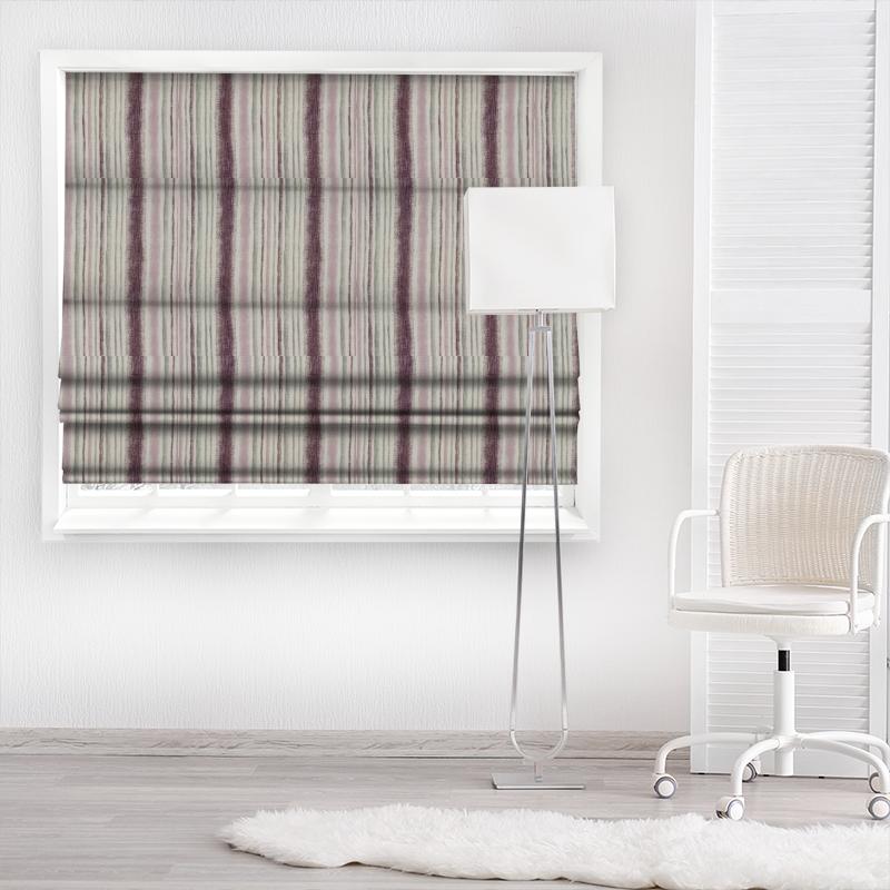 Fryetts Reno Garda Stripe Grape Made To Measure Roman Blind