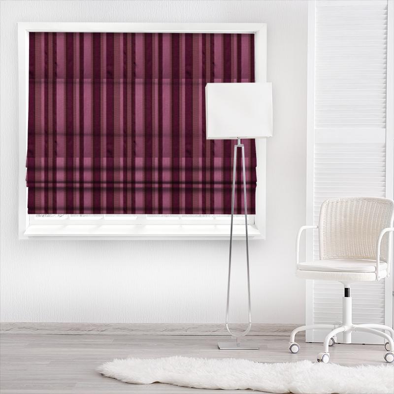 Fryetts Reno St James Stripe Aubergine Made To Measure Roman Blind