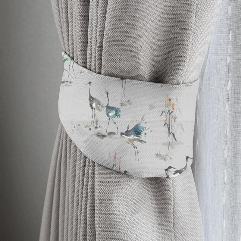 Cranes Cobalt Tieback Voyage Decoration Kyoto Gardens Cranes Cobalt Tieback