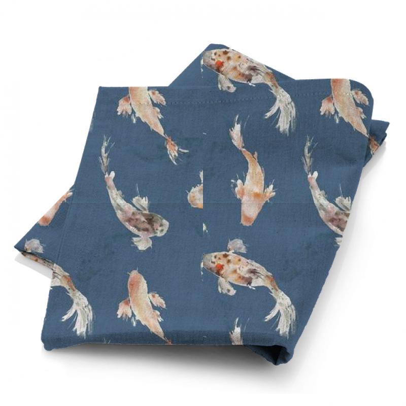 Voyage Decoration Kyoto Gardens Koi Carp Cobalt Fabric