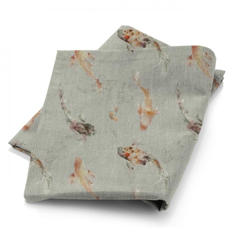 Koi Carp Linen Amber Fabric Voyage Decoration Kyoto Gardens Koi Carp Linen Amber Fabric