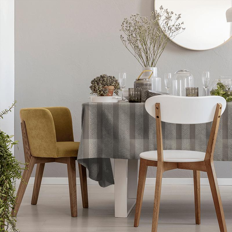 Brocade Stripe Ash Grey Tablecloth